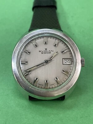 Estuche Vintage SVALAN EDOX Plata ESFERA FECHA SS 37m 17 Joyas R1 Foto 1 de 4
