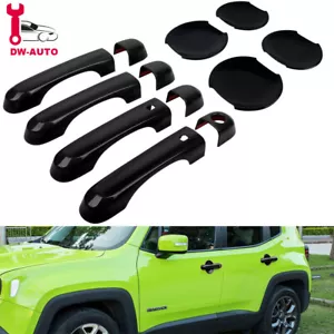 Black Door Handle Cover Keyhole Cup Bowl Covers Trim for 2015-2020 Jeep Renegade - Bild 1 von 7