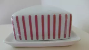 MELITTA ZÜRICH JUPP ERNST Streifen ROT KLEINE Butterdose TOP Butterglocke - Bild 1 von 7