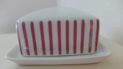 MELITTA ZÜRICH JUPP ERNST Streifen ROT KLEINE Butterdose TOP 1-125 Butterglocke - Bild 1 von 4