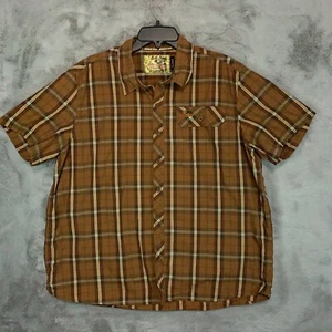 Mossy Oak Shirt Men's Extra Large Brown Plaid Brand Camo Button Up Outdoors - Picture 1 of 6