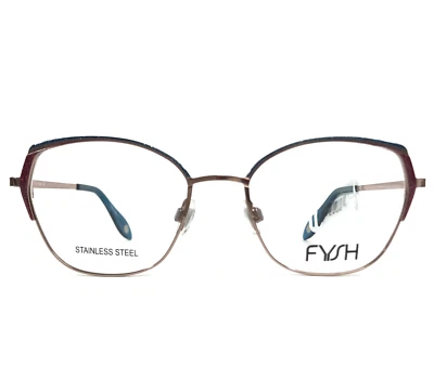 FYSH Eyeglasses Frames 3718 S204 Teal Raspberry Rose Gold Cat Eye 52-18-140 - Image 1 of 4