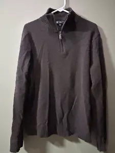 J.Crew Men's 1/4 Zip 100% Lambs Wool Brown Sweater Pullover Large - Picture 1 of 7