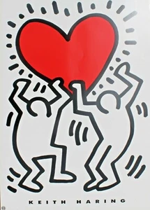 Keith Haring Lithograph Estate Poster Red Heart 24 x 34 Circa 1993 - Bild 1 von 2