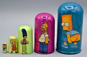 The Simpsons Family Wood Nesting Stacking Dolls Set Matryoshka - Picture 1 of 2