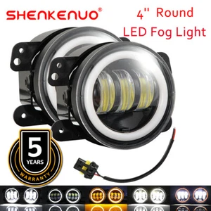 Pair Bumper 4" Round Led Halo Drivning Fog Lights for Jeep Wrangler JK 2007-2017 - Foto 1 di 16