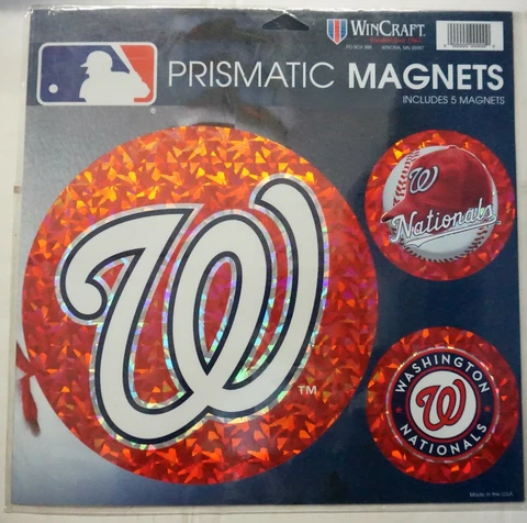 MLB Washington Nationals Wincraft 3-Piece Magnet Set On 11" x 11" Sheet NEW! Cover