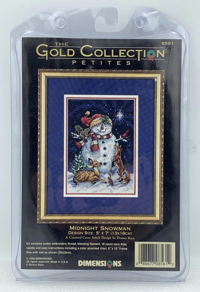 Dimensions Gold Collection Petites Midnight Snowman 8561 Cross Stitch Kit 5x7