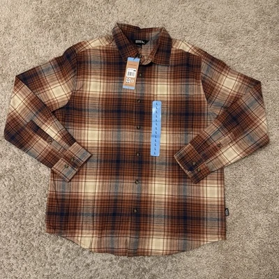 Eddie Bauer Flannel Shirt Mens Large Plaid Orange Long Sleeve Button Up NWT - Image 1 of 4