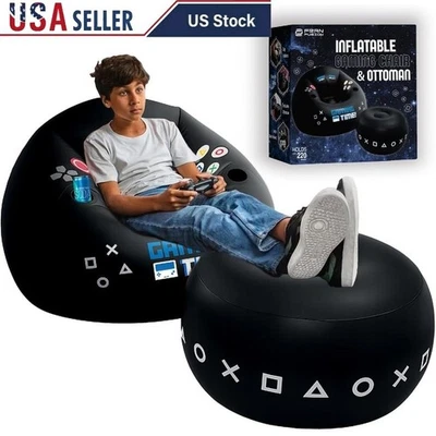 Cómoda silla inflable para juegos con portavasos bolsillo lateral niños adolescentes nueva Foto 1 de 4