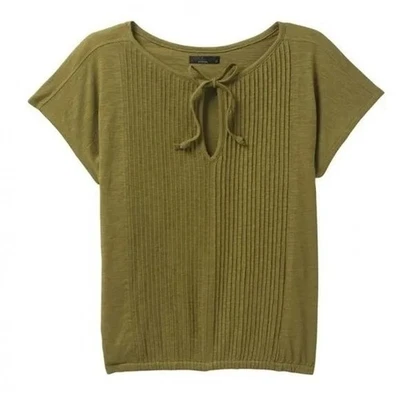 Prana Ocupas Popover Top Sweet Grass Green Pleated Outdoors Size Small NWT - Image 1 of 4