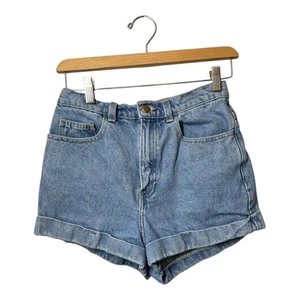 Pantaloncini jeans denim donna American Apparel taglia 27 con polsini alti lavati - Foto 1 di 6