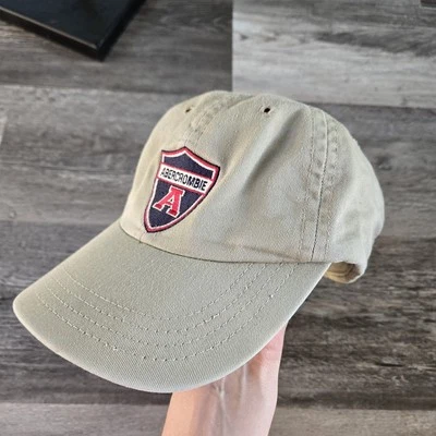 复古 Abercrombie & Fitch 帽子 棕褐色 爸爸 帽子 90 年代 Y2K 复古 Beije Tan 节日帽 — 第 1/4 张图片