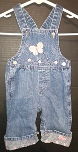 Vintage B.t. Kinder Kleinkind Schmetterling bestickt Denim Overall - Bild 1 von 9