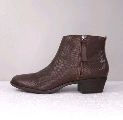 Lucky Brand Blandre Botines Para Mujer 10 Marrón Tacón Botines Piel Serpiente Lagarto Foto 1 de 4