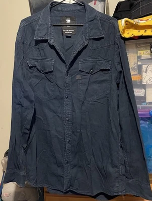 G-Star Raw Shirt Button Up Mens Long Sleeve Tacoma Shirt Blue Denim - SIZE XXL - image 1 of 4