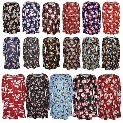 A2Z 4 Niños Niñas Vestido Papá Noel Muñeco de Nieve Pingüino Vestidos de Navidad Vestido Columpio de Navidad Foto 1 de 3