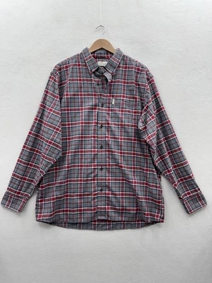 Camisa de algodón Bob Timberlake XL a cuadros manga larga para hombre roja gris Foto 1 de 4