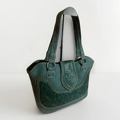 Сумочка Montana West из натуральной кожи бирюза с заклепками скрытие и переноска 🔥 - Изображение 1 из 4