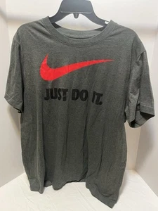 Nike T-Shirt Mens XL Gray Just Do It Red Swoosh Cotton The Nike Tee - Bild 1 von 7