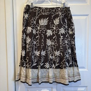 Vintage JM Collection Brown Floral Midi Length Skirt - Size 18 - Picture 1 of 5