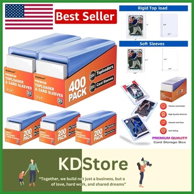 1000 Card Sleeves & Top Loaders Set – Clear, Durable Protection for Sports & ... - Image 1 of 4