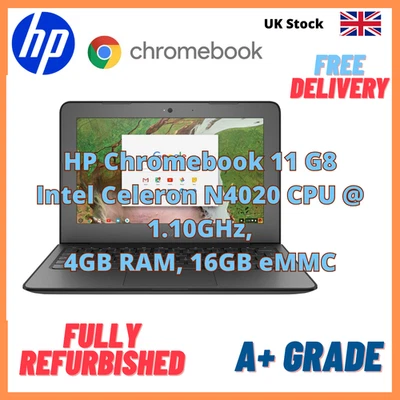 HP Chromebook 11 G8 EE Intel N4020 11.6" 4GB 16GB Chrome OS Laptop Free Postage! - Image 1 of 4