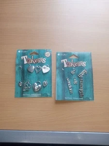Tokens Blue Moon Beads Metal Charms Hearts And Faith Strength Wisdom Words - Picture 1 of 3