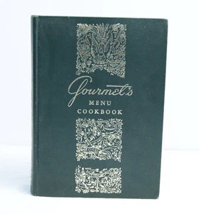 Green Hardback Book Cookbook Epicurean Gourmet Menus & Recipes READ Damage - Picture 1 of 24