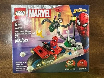 Lego 76275 Marvel Motorcycle Chase Spider-Man vs. Doc Ock Building Toy Ages 6+ - Image 1 of 2