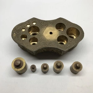 Juego incompleto de 5 piezas antiguas de pesas de balanza de latón vintage - Imagen 1 de 11