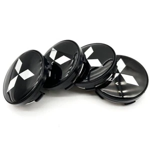 4x 60mm Mitsubishi Nabenkappe Auto Emblem Radkappe Felgendeckel Schwarz - Bild 1 von 4