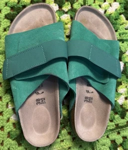 Birkenstock Kyoto Nubuck Gamuza Cuero Verde Talla 38 Clásico Preppy Informal Sin Cordones - Imagen 1 de 19