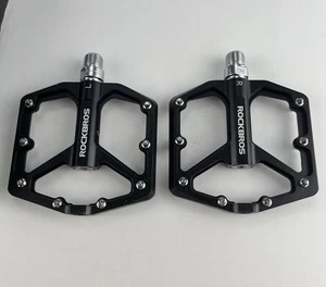 RockBros Mountain Bike Pedals Bicycle Pedals Aluminum Alloy Wide Flat 9/16" 2Pc - Picture 1 of 8