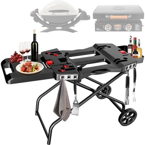 Portable Grill Cart with Wheel for Weber Q1200, Q1000, Q2200, Q2400, Q2000 Se... - Picture 1 of 9