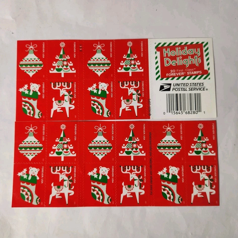 Estampillas Forever Holiday Delights de USPS, 1 folleto de 20 como nuevas, 2020, OG/MNH/UM Foto 1 de 1