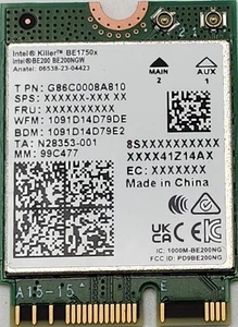 Scheda Intel Killer BE200 1750x & BT 5.4 Wi-Fi 7 con M.2. interfaccia pcie key E - Foto 1 di 3