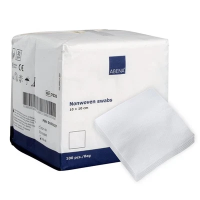 ABENA Gauze Pads, 100 Pack, 10x10cm Wound Dressings, Non-Sterile, Soft Absorbent
