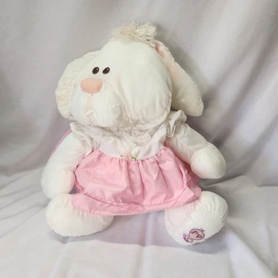 Винтажный Puffalumps белый кролик плюшевый розовый платье 1986 Fisher цена 8004 - Изображение 1 из 4