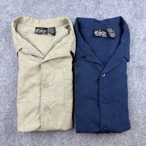 SET BESTEHEND AUS 2 Y2K OP SPORT Hawaiihemd mit Kragen Camp blau hellbraun mit Tasche Größe XL - Bild 1 von 11