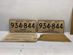 1966 Michigan Farm Commercial License Plate NOS With Original Packaging! Wow! - Picture 1 of 5