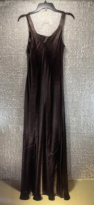 Vestido Express Sin Mangas Marrón Satinado Maxi Novia Boda Formal Talla 11, 12 Marrón Y2K Foto 1 de 4