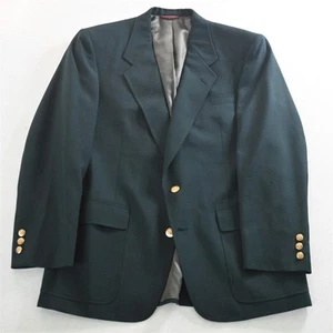 Vtg Hart Schaffner Marx 40R Green Hopsack Gold Button Blazer Jacket Sport Coat - Picture 1 of 12