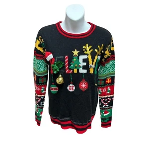 No Boundaries Ugly Christmas Sweater Womens Size Small Party Black Xmas Pullover - Picture 1 of 11