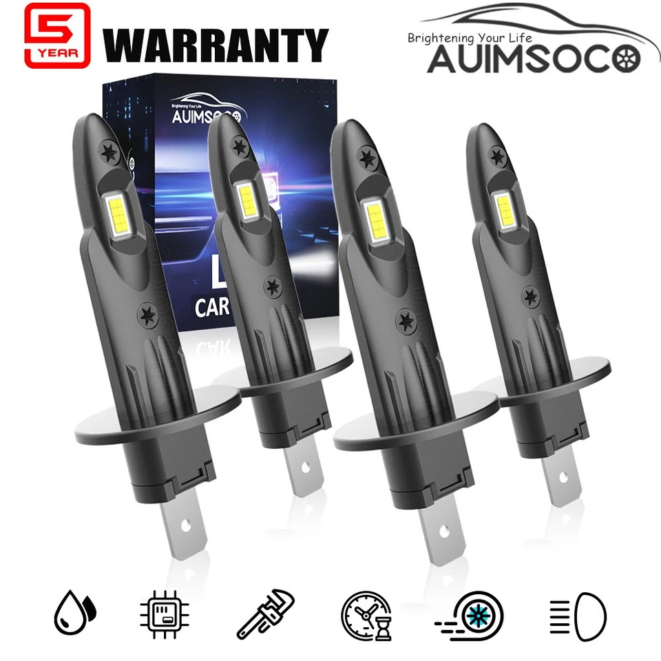 For Jaguar X-Type 2004-2008 LED Headlight Bulbs Kit High Low Beam 4x H1 Bright - Image 1 of 4