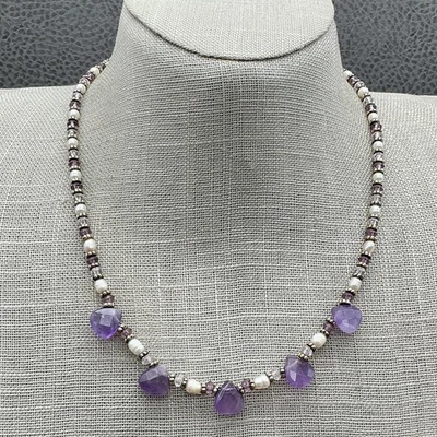 Monet Teardrop Glass Beaded Pendant Necklace Adjustable 16in Lobster Clasp - Image 1 of 4