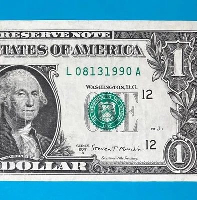 August 13, 1990 (L 08131990 A) BIRTHDAY Note $1 One Dollar Bill - Image 1 of 4
