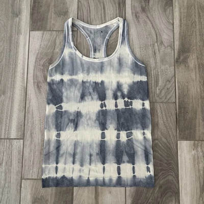 Lululemon Swiftly Tech Racer Back Tie Dye Tank Top Size 6 Blue White - Image 1 of 4