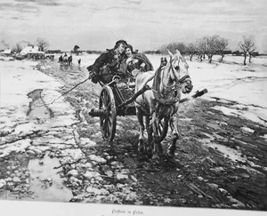 Cartero en Polonia, por Alfred Kowalski-wierusz - 1886 - Estampado antiguo original - Imagen 1 de 3