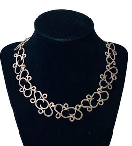 Vintage schwer Mexiko Sterlingsilber abstrakt Glieder Halsband Haken Halskette - Bild 1 von 16